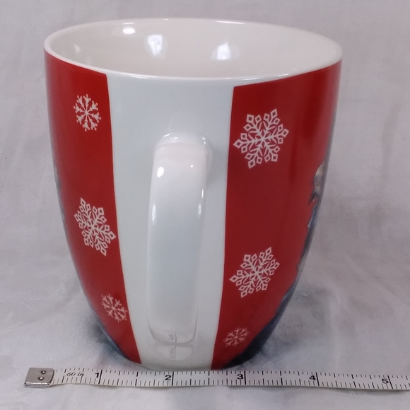 Pfaltzgraff Yorkshire Terrier Dog MUG Red with Yorkie Face 18 oz Cup Snowflakes - Picture 2 of 10